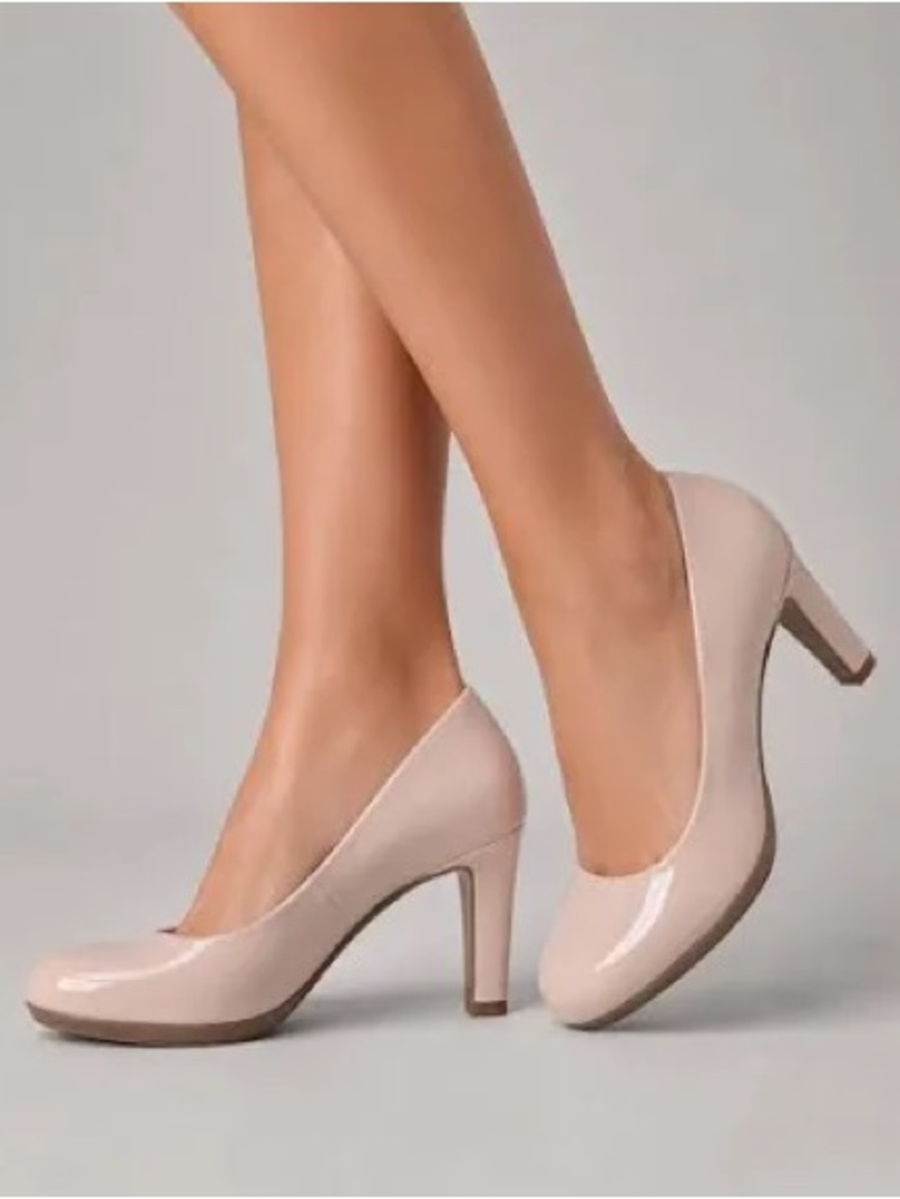 Clarks Dalia Rose Pumps 6.5 Nude Patent Leather Cushion Plus Heels